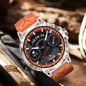 760mAh Large Battery LED Flashlight Compass 1.8″HD Screen Heart rate Waterproof BT Call Men Smartwatch