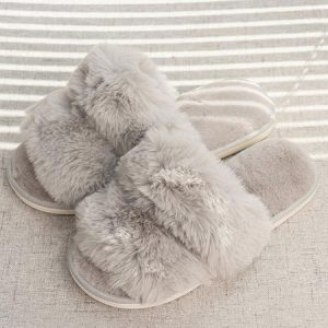 Boa Knitting Wool Upper Closed Toe Indoor Home Slippers Shoes