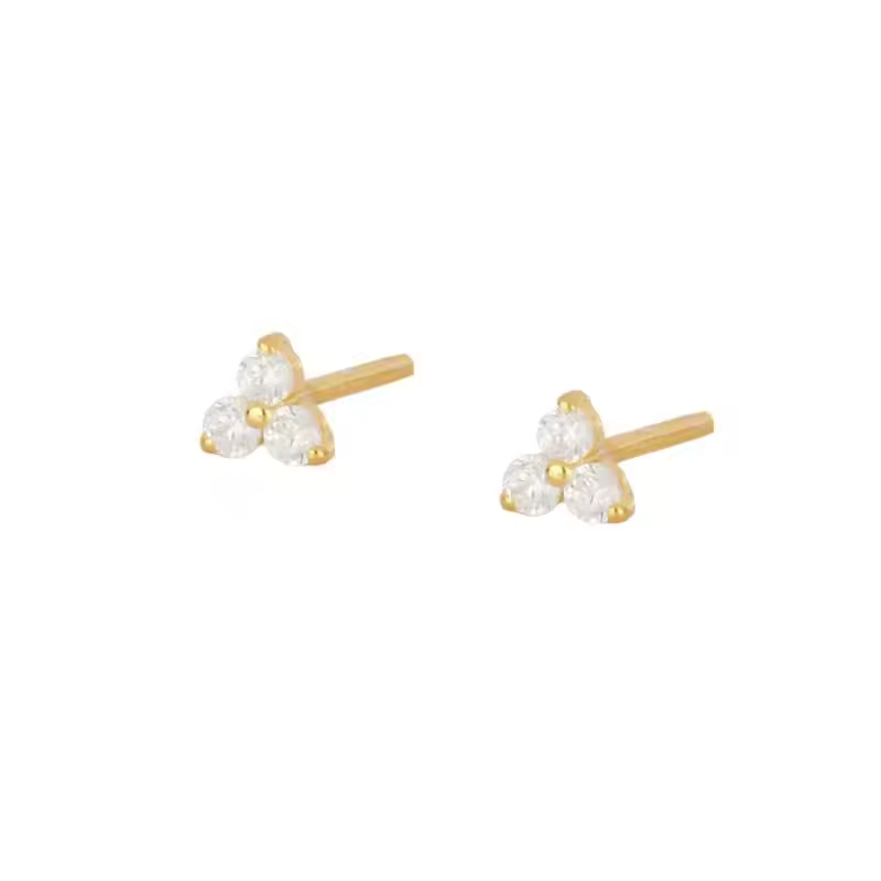 Boho Gold Plated Zircon Clip Stud Hoop Dangle Earrings