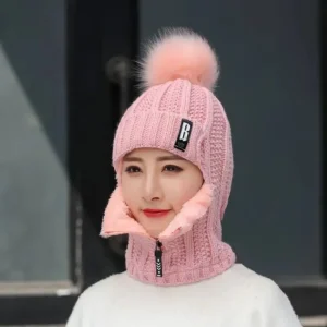 Casual Acrylic Scarf Collar Warm Wool Knitted Hat