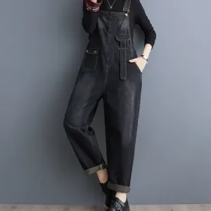 Casual Denim Overalls Big Size Baggy Cargo Pants Retro Straps Jeans Jumpsuits