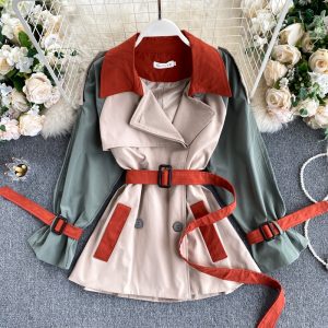 Casual Long Sleeve Double Breasted Street Wear Short Coat Outwear