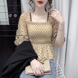 Casual Polka Dot Printed Chiffon Blouse