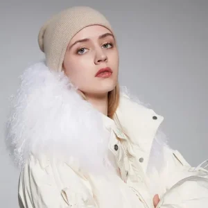 Casual Pure Real Goat Warm Outdoor Woolen Knit Soft Cashmere Hat