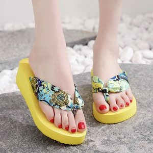 Clothes Band Clip Toe Platform Slippers