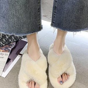 Cross Band Soft Plush Fleece Indoor Slippers