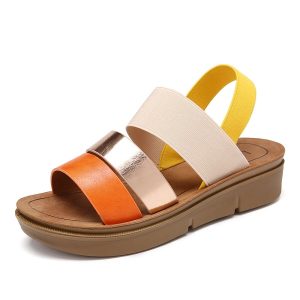 Cross Elastic Strap Platform Sandals