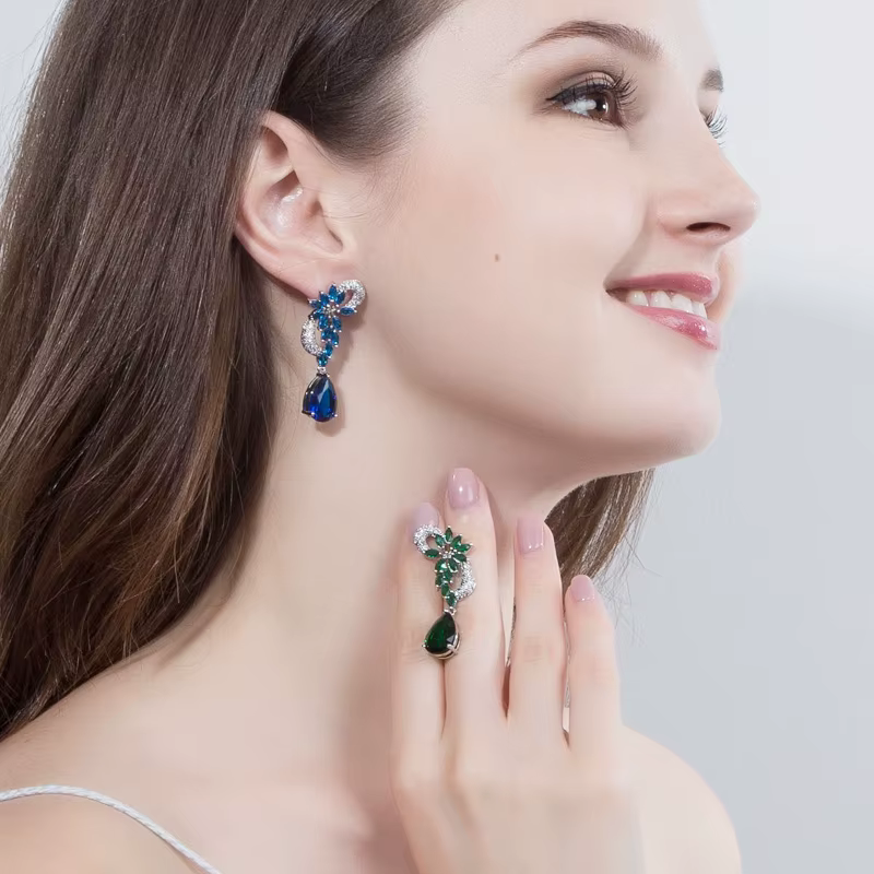 Cubic Zirconia Flower Shape No Pierced Hole Ear Clip On Earrings