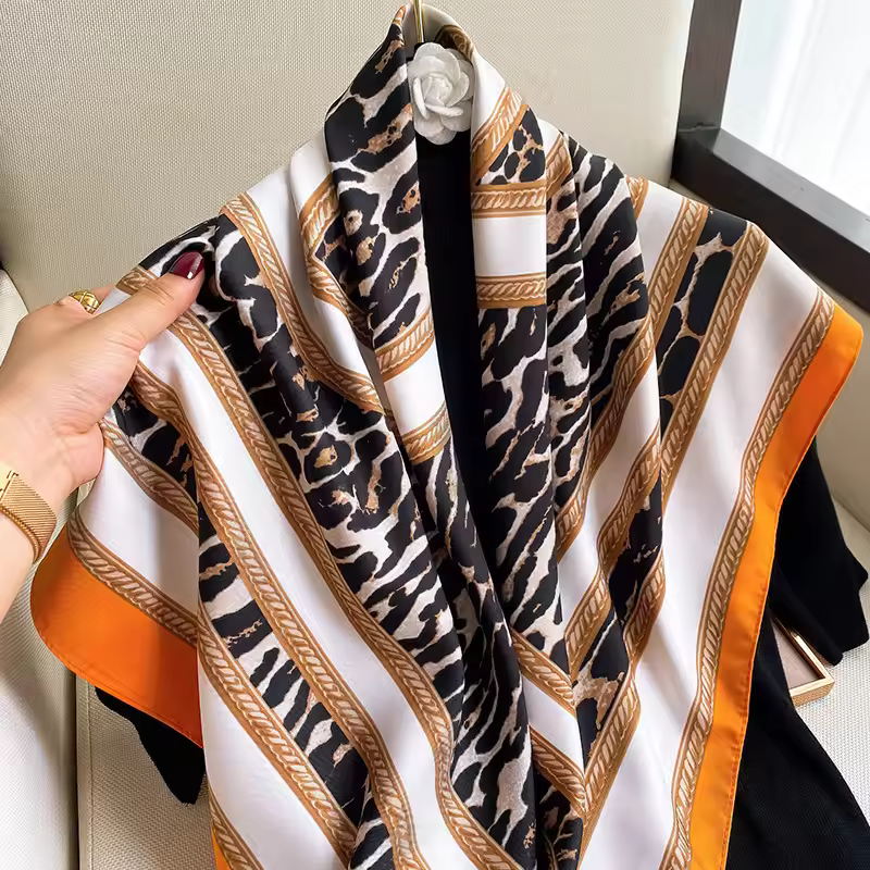 Elegant Hair Neck Square Brand Office Bandanna Muffler Waiter Flight Attendants Handkerchief Rings wrap Scarf Silk 
