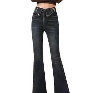 Flare Jeans Flanging Design Straight leg Jeans Streetwear