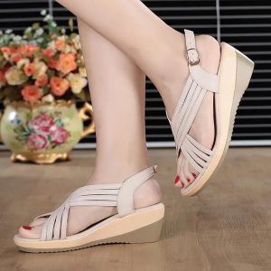 Genuine Leather Casual Comfy Wedge Sandals