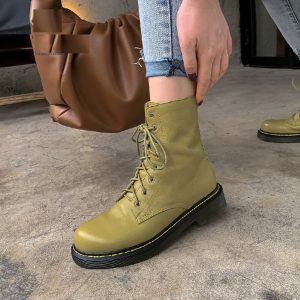 Genuine Leather Cross-Tied Fashion Lace Up Boots