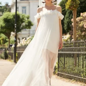 Gorgeous A-Line Bateau Neck Sleeveless Sleeveless Flowers Bridal Gowns