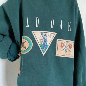 Graphics Print Round Neck Pullover Drop Shoulder Long Sleeve Sweatshirts