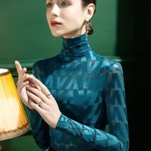 See Through Fashion Brushed Lace Shirt Long Sleeved T-shirt