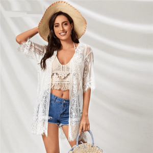 Half Sleeve Solid Boho Sheer Kimonos