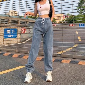 High Waist Casual Cargo Cotton Streetwear Denim Pants