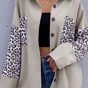 Jacket Turndown Collar Two-Tone Cotton Oversized Overcoat