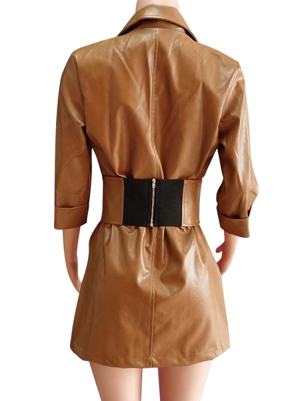 Jackets Turndown Collar Casual Street Wear Leather Jacket - Image 2