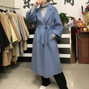 Korean Version Loose Lace-up High-end Wool Outerwear