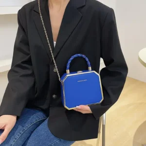 Luxury Small Square Simple Pure Color Box Car Stitching Craft PU Mate Shoulder Crossbody Bag