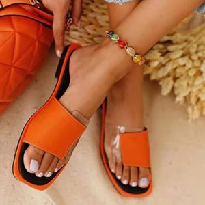Mules Square Toes Clear Vinyl Inserts