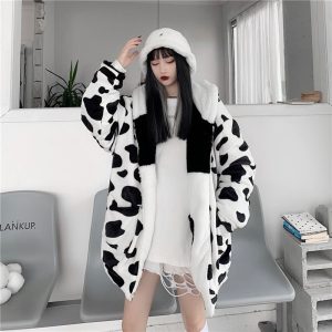 Casual Style Both Sides Wear Loose Thick Faux Fur Cotton Coat