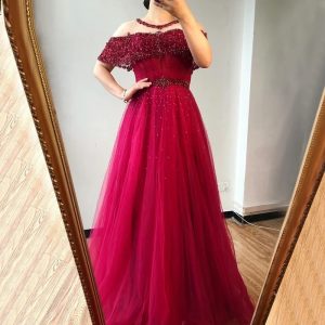 O-Neck Diamond Sequins Sexy Evening Dresses