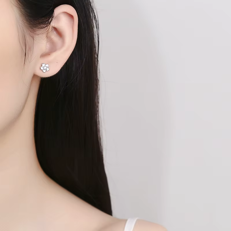 Cute Enamel Zircon Flower Plant Party Wedding Stud Earrings