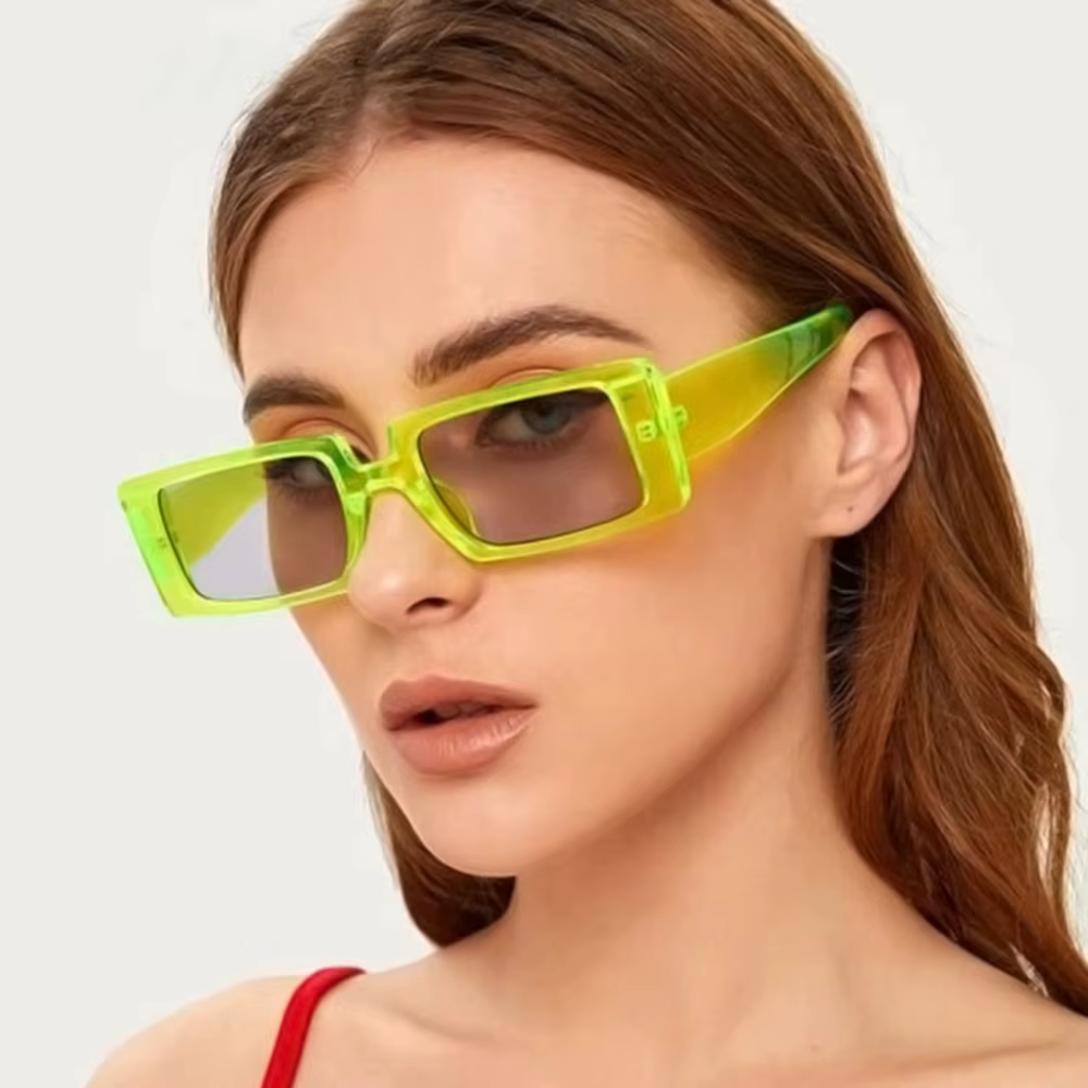 Retro Shades Rectangle Jelly Small Frame Sun Glasses