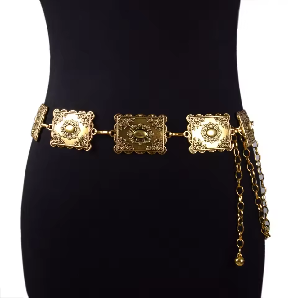 Retro Style Metal Carved Decorative Chain Waist Chain Accessories Belt
