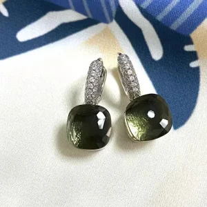 Classic Candy Color Inlay Transparent Platinum Plated  Zircon Crystal Earrings