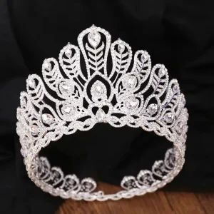 Round Baroque Crystal Fashion European Bridal Princess Tiara