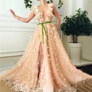 Sexy Diamonds Handmade Flowers A-Line Formal Dress