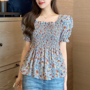 Sexy Printed Chiffon Casual Blouse