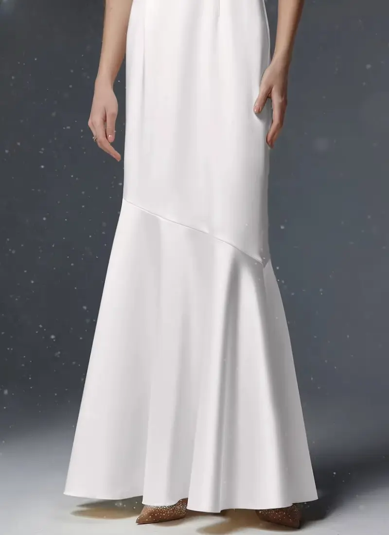 Slim Satin Strap Sleeveless Solid Elegant Classic Ankle Length Dresses - Image 3