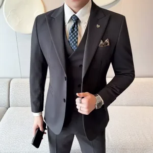 Two-Button Groomsmen Formal Wedding Business Slim-Fit Three-Piece Set