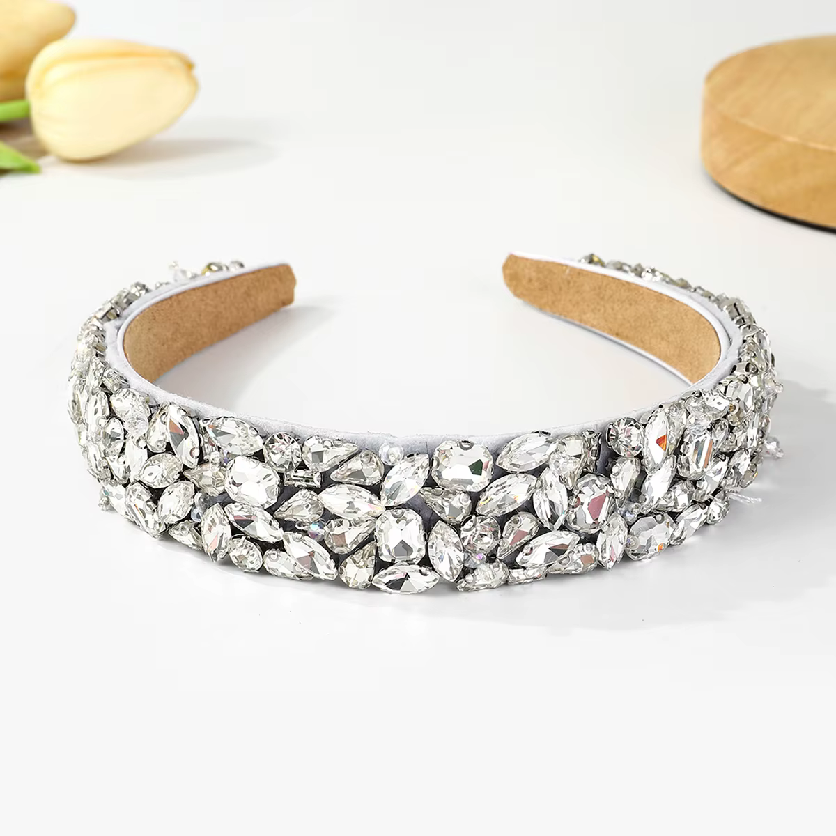 Vintage Crystal Rose Hair Hoop With Sparkling Rhinestones Retro Punk Hair Accessories
