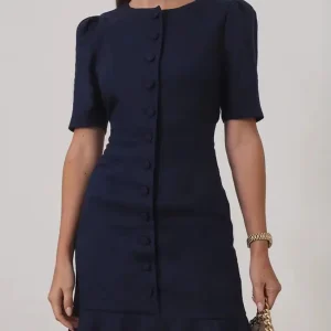 Elegant O-Neck Short Sleeve Cotton Classic Solid Mini Dresses